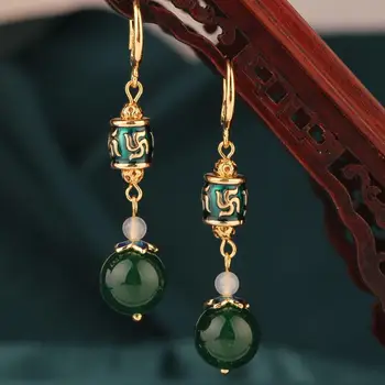 Etnické Módy Klasické vintage Cloisonne zelené náušnice náušnice kvapka Jednoduché v Číne vietor náušnice Šperky pre ženy