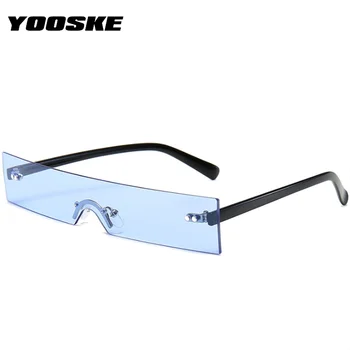YOOSKE Značky bez obrúčok slnečné Okuliare Ženy, Luxusné Dizajnér Obdĺžnik Slnečné Okuliare Mužov Vintage Blue Ružové Okuliare Dámy UV400 Zrkadlo