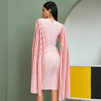 Top kvalita 2020 jeseň pink s dlhým rukávom bat ženy bodycon obväz šaty black Orange celebrity Midi strany Klubu šaty Vestidos