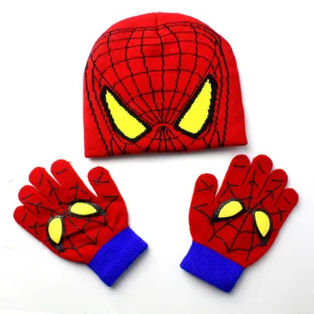 1Set Superhrdinu Spider Cosplay Kostým Pre Deti detský Pletenie Väzbe Teplý Klobúk Spp Rukavice Oblek