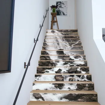 13Pcs/Set DIY 3D Stairway Vodopád V Lese Schody Nálepky Jeseň Podlahy, Steny Výzdoba Obtlačky Nálepky Obývacej Miestnosti Dekorácie