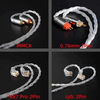 NiceHCK LitzPS 4N Litz Čistého Striebra Slúchadlá Upgrade Kábel 3.5/2.5/4.4 mm MMCX/NX7 Pro/QDC/0.78 mm 2Pin Pre DB3 KXXS T4 T2 ST-10s