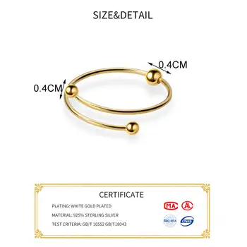 INZATT Reálne 925% Rýdzeho Striebra Minimalistický Kolo Reťazca Krúžok Pre Ženy Strana Klasické Jemné Šperky Geometrické Príslušenstvo