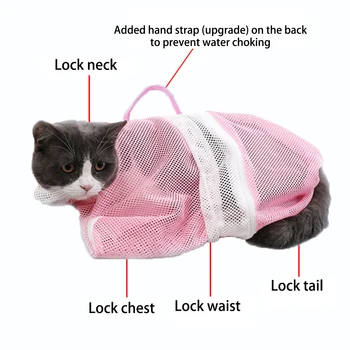 Odnímateľný mačka umývanie taška Sprchovacím kútom Oka bezpečne prevencia proti Poškriabaniu a skus tvrdý rozplakali Pet kúpanie taška Mačka kozmetické výrobky