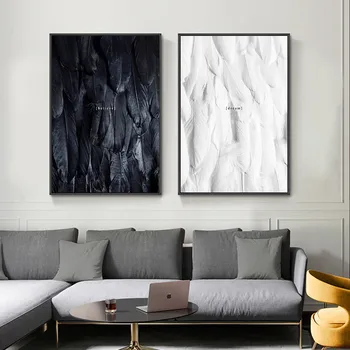 Obývacia Izba Dekorácie Čierne a Biele Pierko Múr Umenia Plagátu Vytlačí Minimalizmus Plátno Veľké Obrazy Nordic obrazov na Stenu