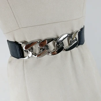 Zlatá reťaz pás, elastický korzet pásy pre ženy ketting riem úsek cummerbunds strieborné kovové ceinture femme šaty opasok