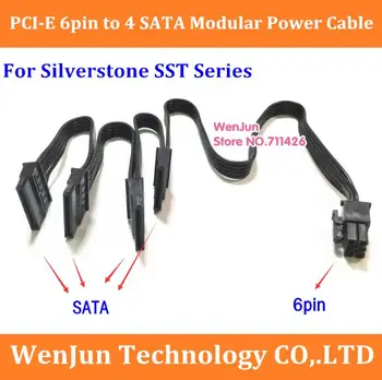 Vysoká kvalita 6Pin PCI-E mužov a 4 SATA 15 kolíkový Modulárny Napájací Adaptér Kábel pre Silverstone SST-ST Séria