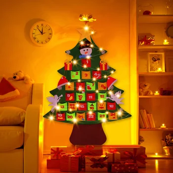 Behogar 24 Dní Cítil Adventný Kalendár, Vianočný Stromček, Časovač Visí Ozdoby s String Svetlo pre Domáce Vianočné Stenu Decor