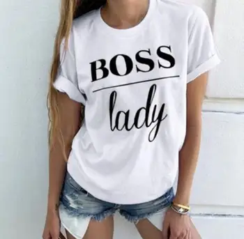 Nový Ženy T-shirts Šéf Lady List Print T Shirt 2020 O Krk Voľné Letné Tee Tričko Harajuku Streetwear Topy Krátke Šaty