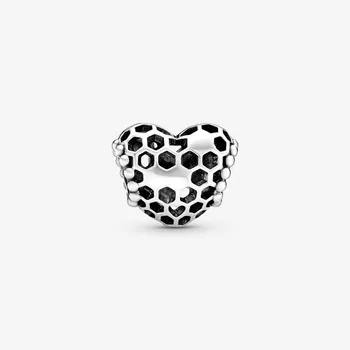 925 Sterling Silver Bee Happy Honeycomb Srdce Kúzlo Korálky fit Pôvodné Kúzlo Náramok Pandora Náramok Šperky Čo DIY Darček