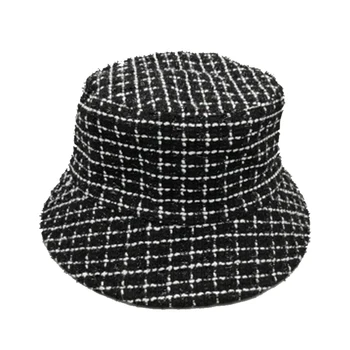 Ženy, zimné čiapky jar Skladacia Houndstooth koberčeky načechraný vedro klobúky dizajnér Reverzibilné rybár klobúk kapoty spp klobúk