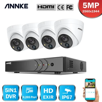 ANNKE 8CH 5MP kamerovým Systémom 5MP Lite 5IN1 H. 265+ DVR S IP67 5MP PIR HD EXIR Dome Poveternostným vplyvom Dohľadu CCTV Auta