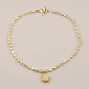 KBJW Pôvodné Pearl Šperky Reálne Sladkovodné Semi-Baroková Perla Ozdobný Kameň Prívesok Náhrdelník Pôvodné Priame Veľkoobchod Collier