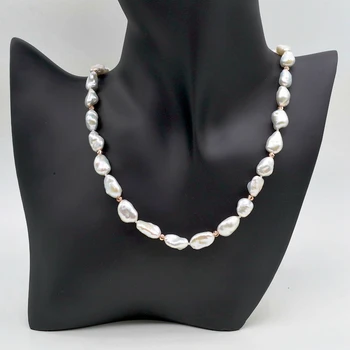 Malé a roztomilé barokový náhrdelník, prírodný kameň v tvare white pearl, lesklé ružové zlato príslušenstvo, dámy perlový náhrdelník, zdarma lode