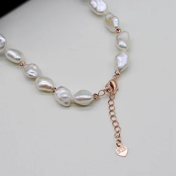 Malé a roztomilé barokový náhrdelník, prírodný kameň v tvare white pearl, lesklé ružové zlato príslušenstvo, dámy perlový náhrdelník, zdarma lode