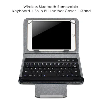 Bezdrôtová bluetooth klávesnica pero kryt klávesnice Pre Pad 7 - 10 Palcové PU Kožené puzdro Stojan, Kryt +OTG+pero pre IOS/Android/Windows