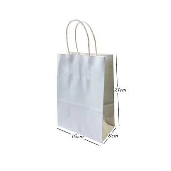 10PCS DIY Multifunkčné Jednoduché, Elegantné Biele Kraft darčeková taška 21x15x8cm vaky na balenie Vianočný darček taška s rukoväťou