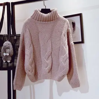 Zahustiť sveter ženy voľné vysokým hrdlom pletený sveter nosí mimo udržať v teple a studené-dôkaz tričko