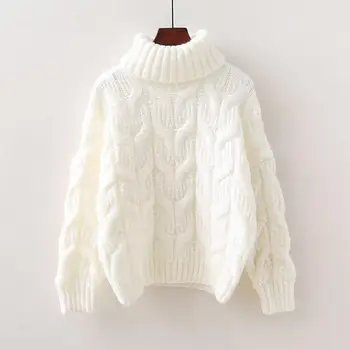 Zahustiť sveter ženy voľné vysokým hrdlom pletený sveter nosí mimo udržať v teple a studené-dôkaz tričko