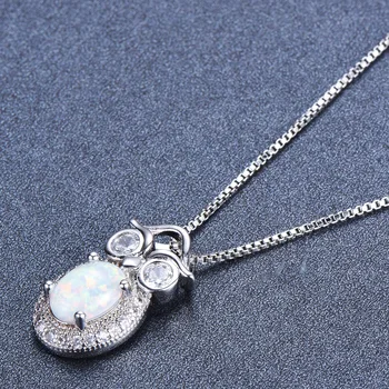 UFOORO náhrdelník modrý opál prívesok Sladké sova pár šperkov náhrdelník pre ženy milujú darčeky, Vianočné 2019