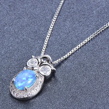 UFOORO náhrdelník modrý opál prívesok Sladké sova pár šperkov náhrdelník pre ženy milujú darčeky, Vianočné 2019