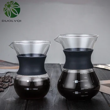 Ručný kávovar Opakovane Sklo Coffee Pot Odolné Kávy Drip Hrniec z Nerezovej Ocele Kávy Filter Coffeeware 200/400 ml