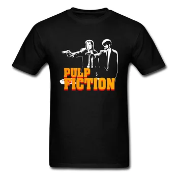 Funny TV Film Plagát Tshirts Pulp Fiction Gang Nové Módne Crewneck Bavlna Oblečenie Tričko Black Classic Tshirts Mužov