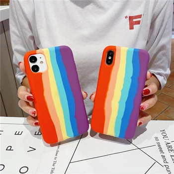 Shockproof Rainbow farba puzdro pre iphone 12 12pro 12promax 12mini 11promax xr xs 7 8plus mäkké tpu zadný kryt prípadoch pre dievčatá