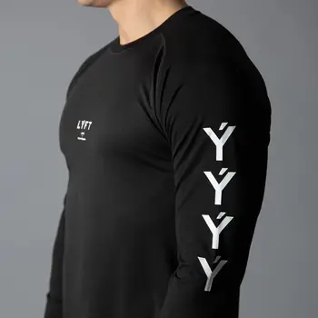 Bežecká Šport Dlhý rukáv T-shirt pánske Gym Fitness Rýchle suché tričko Nový Muž Jogging Cvičenie Tees Topy Crossfit Značku Oblečenia