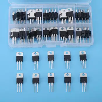 60Pcs Tri Pin Tranzistor 10 Ventily L7805CV-LM317T Tranzistor Sortiment Kit Set S Úložný Box Pre Pohodlné odkladanie