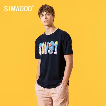 SIMWOOD 2020 lete nové písmeno tlačiť t-shirt muži móda tenké dosky vysokej kvality plus veľkosť oblečenie značky tričko SJ120538