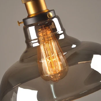 KARWEN Moderný Sklenený Prívesok Svetlá Transparentná/Žltá/Údená sivá Loft Prívesok Osvetlenie Retro E27 Edison Priemyselné Visí lampa