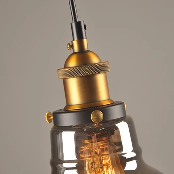 KARWEN Moderný Sklenený Prívesok Svetlá Transparentná/Žltá/Údená sivá Loft Prívesok Osvetlenie Retro E27 Edison Priemyselné Visí lampa