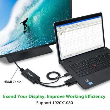 ESYNiC 1080p VGA HDMI Prevodník pre PC/Laptop/Notebook na HDTV/Displejov/Monitor Pozlátené HD USB Audio Adaptér
