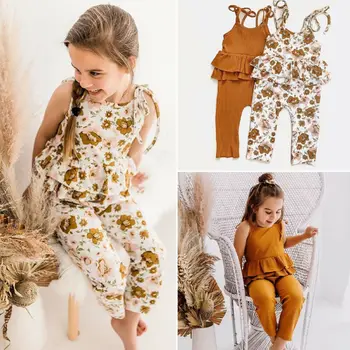 Dieťa Dieťa Dievča Oblečenie Prehrabať Romper Jumpsuit Kvetinový Dovolenku Oblečenie 0-24M