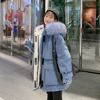 Dámske Zimné Nadol Bunda 2021 Nový kórejský Voľné Bavlnené Oblečenie Žien Parkas Nadrozmerná Kabát Veľkosť Prešívaný Ženy Teplý Kabát