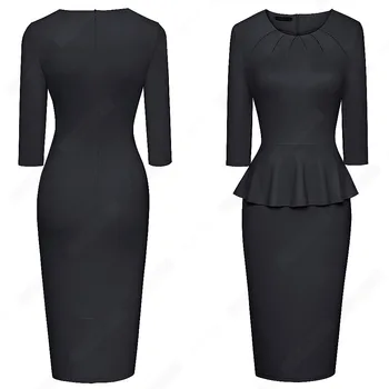 Ženy Elegantné Prehrabať Elegantné Klasické jednofarebné Štýlový Stručný O Krk Slim Office Lady Šaty EB599
