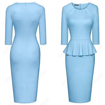 Ženy Elegantné Prehrabať Elegantné Klasické jednofarebné Štýlový Stručný O Krk Slim Office Lady Šaty EB599