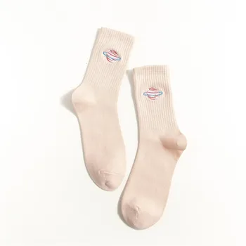 SP&MESTE 5 Párov Nastaviť Ženy Planéty Výšivky Bavlna Harajuku Ponožky Zimné Hrubé Bežné Haldy Ponožky Stručné Sox Udržať v Teple Originál
