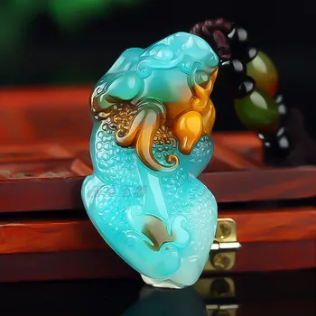 Prírodné Farby Jade Čínsky prilákať bohatstvo Náhrdelník Prívesok Charm ite Šperky Vyrezávané Amulet Šťastia Darčeky pre Jej Muži