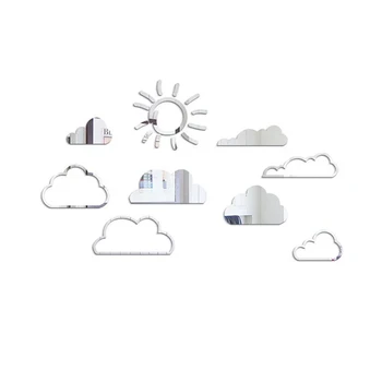 Sun Cloud Zrkadlo na Stenu-Nálepky Akryl Cartoon Samolepky na Stenu Pre Deti Izba Spálňa Wall Art Obtlačky nástenná maľba Domova samolepiace