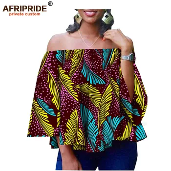 Jar africký štýl vosk tričko pre ženy AFRIPRIDE na mieru tri štvrtiny rukáv lomka krku ženy bežné tričko A1822004