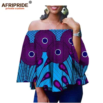 Jar africký štýl vosk tričko pre ženy AFRIPRIDE na mieru tri štvrtiny rukáv lomka krku ženy bežné tričko A1822004