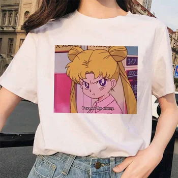 Ženy Sailor Moon 90. rokov Vtipné Tričko HAesthetic Mačka Anime Dievča Arajuku Oblečenie Tričko Roztomilý Žena T-shirt Kawaii Ženy Tričko