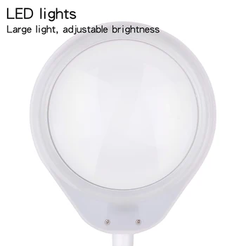 LED Svetlo Mgnifier s Dvojakým použitím, stolná Lampa Super Bght Držiak Non-slip Oprava Ručné Objektív Klip stolná Lampa 8X Stmievateľné