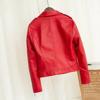 2020 Jeseň Fashion Pu Kožené Sako Ženy Motocykel Motorkárske Bundy Kabáty Vrchné Oblečenie Faux Kožené Black Red Umývateľný Kože Full