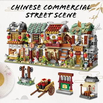 LOZ 2266pcs Mini Stavebné Bloky Mini Ulica Mesto Číny Ulici Čínskej Tradícii Architektúry Model Tehly Vzdelávacie Deti Hračky