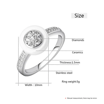 Elegantné Keramické Šperky Set Prstene, Náušnice Pre Ženy Zapojenie Romantickom Štýle Kruhu Keramické Šperky Sady Rakúskeho Kryštálu Darček