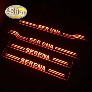 SNCN 4PCS Auto LED Dvere, Parapetné Pre Nissan Serena Ultra-tenké Akryl Dynamické LED Vitajte Svetlo Šúchať Doska Pedál