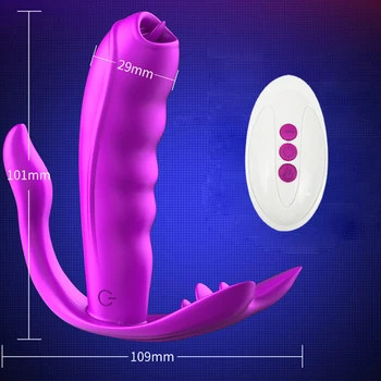 Nositeľné Dildo Vibrátor Diaľkové Ovládanie Pošvy Jazyk Lízanie Kúrenie Vibrátor Stimulátor Klitorisu Análny Masáž sexuálnu Hračku pre Ženy